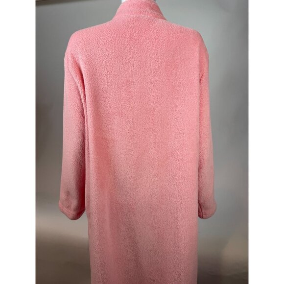 Adonna Pink Fleece Zip-Up Long Robe XL Full-Length Cozy Loungewear - Picture 16 of 16